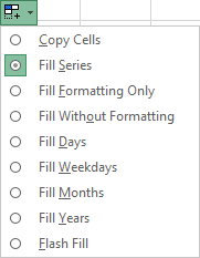 Excel 2016 Auto Fill Options Date Values