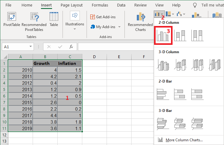 Excel 2016 Clustered Column