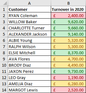Excel 2016 Example Conditional Formatting