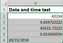Excel 2016 Date and time test