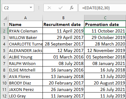 Excel 2016 EDATE functions