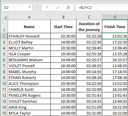 Excel 2016 Example Add Times