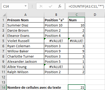 Excel 2016 Example COUNTIF
