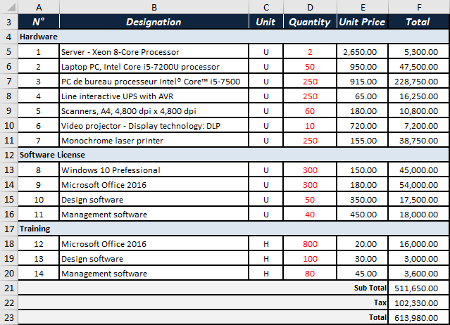 Excel 2016 Exercise Purchase Order