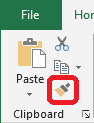 Excel 2016 Format Painter Button