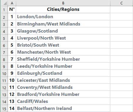 Excel 2016 Example Splitting a column of text