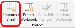 Excel 2016 Unprotect Sheet