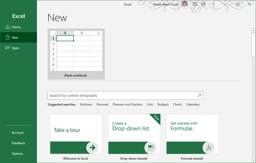 Excel 2016 program launch