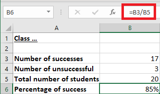 Excel 2016 Example How to calculate a percentage