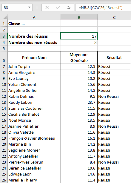 Excel 2016 Compter les cellules avec un texte sp&eacute;cifique