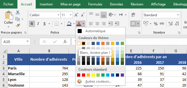 Bouton Couleur de police