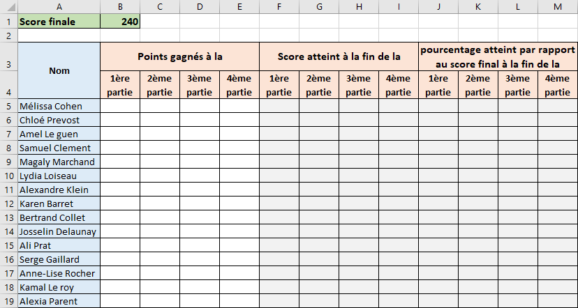 Excel 2016 Exemple Score Jeu