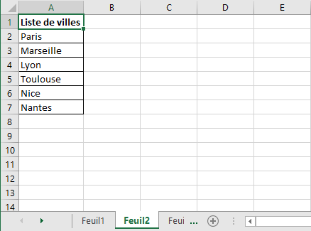 Excel 2016 Exemple liste d&eacute;roulante