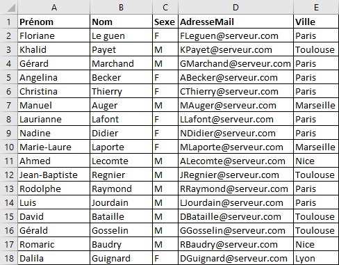 Excel 2016 Exemple liste d&eacute;roulante