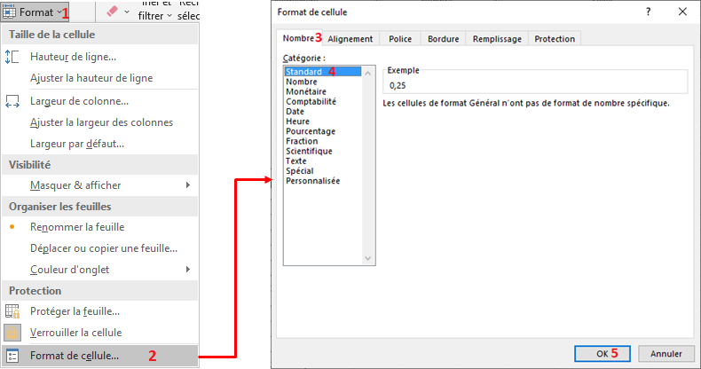Excel 2016 Format de cellule Nombre