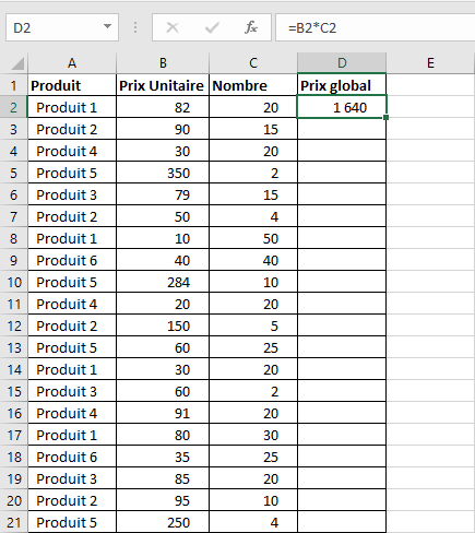 Excel 2016 Recopie de formule