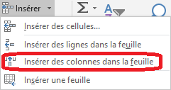 Insérer des colonnes dans la feuille