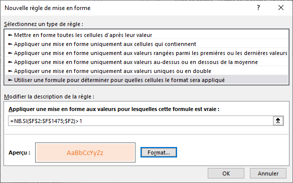 Excel 2016 Nouvelle règle de mise en forme