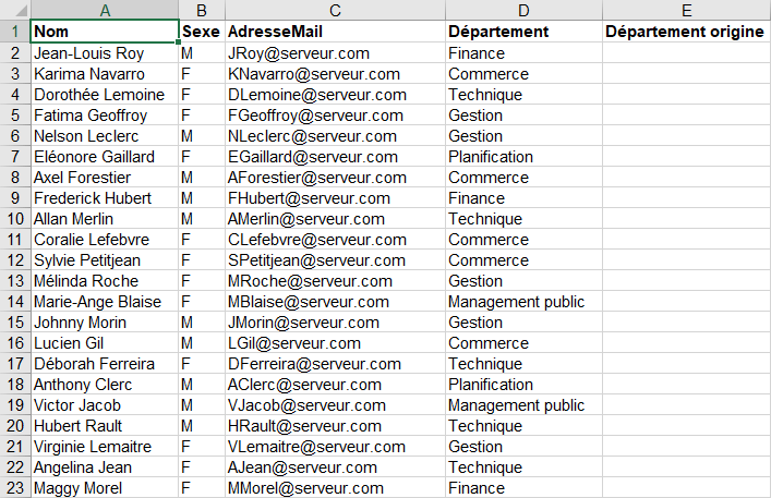 Exercice - EQUIV et INDEX