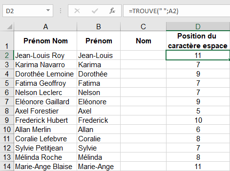 Exercice Séparation Prénom Nom