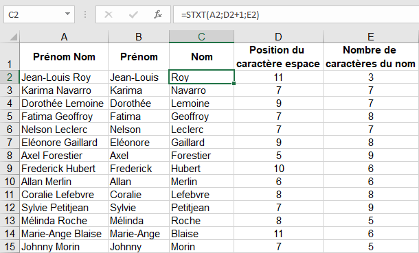 Exercice Séparation Prénom Nom