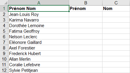 Exercice Séparation Prénom Nom