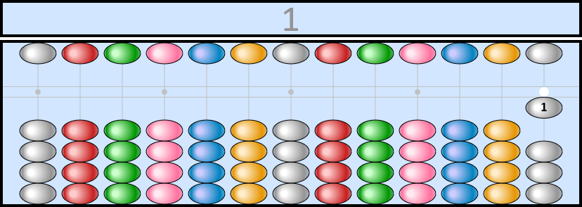 Soroban representing the number 1