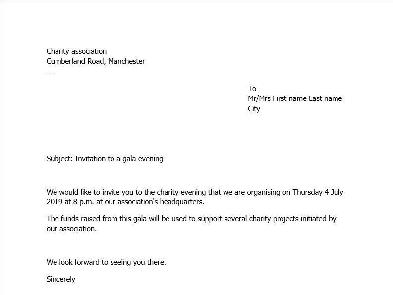 Word 2016 Sample Letter